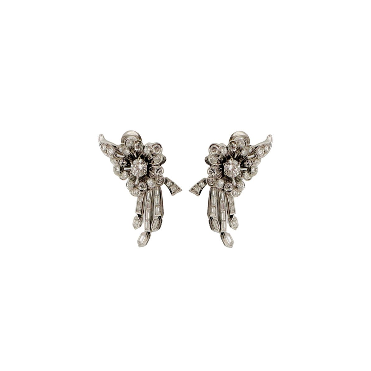 Boucles d'oreilles en platine et diamants - Castafiore