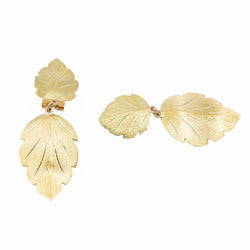 Boucles d'oreilles Feuille Or jaune - Castafiore