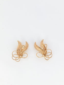 Boucles d’Oreilles Fleur Vintage en Or Rose - Castafiore