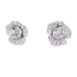 Boucles d'oreilles, "Fleurs", or blanc, diamants. - Castafiore