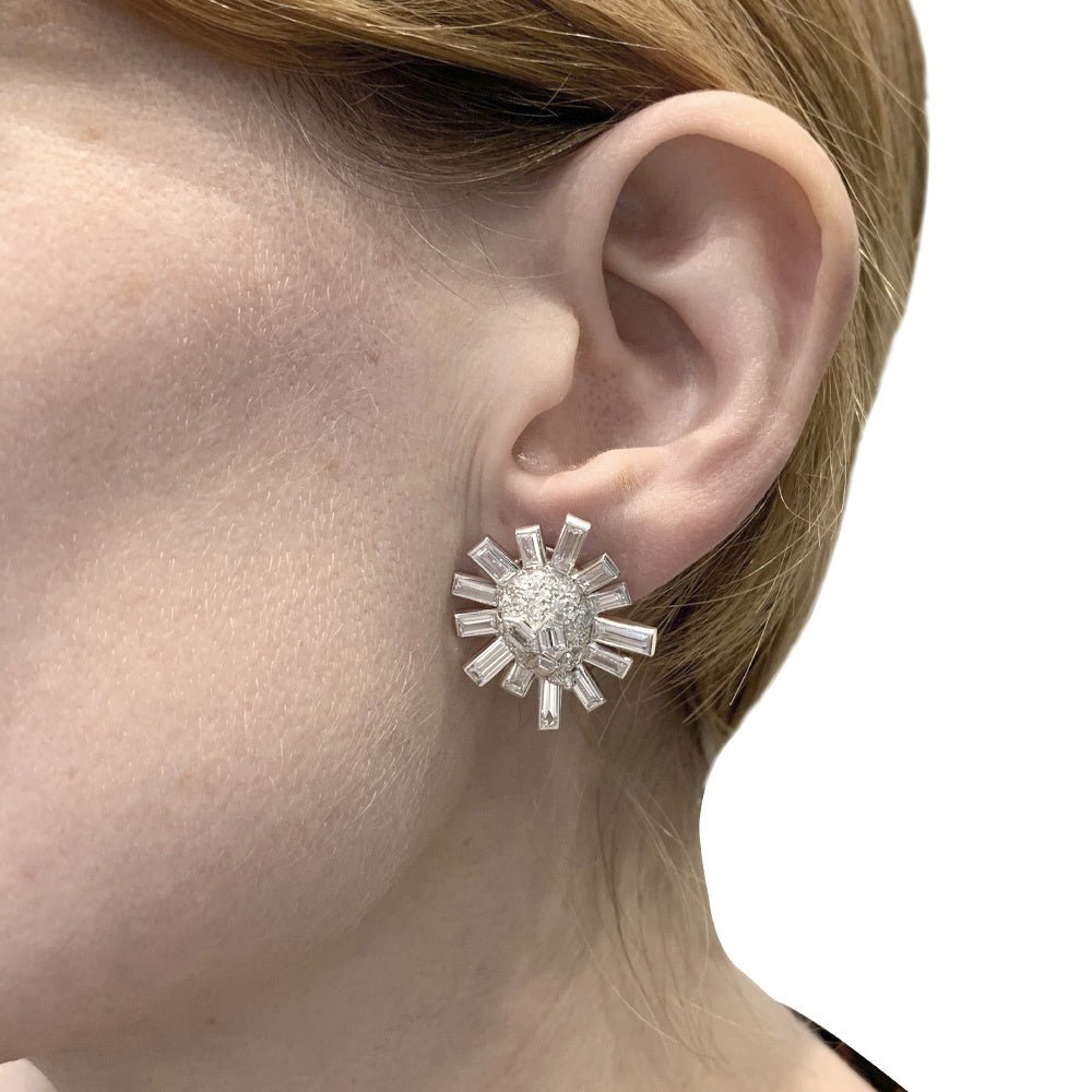 Boucles d'oreilles "Flocons" en platine et diamants - Castafiore
