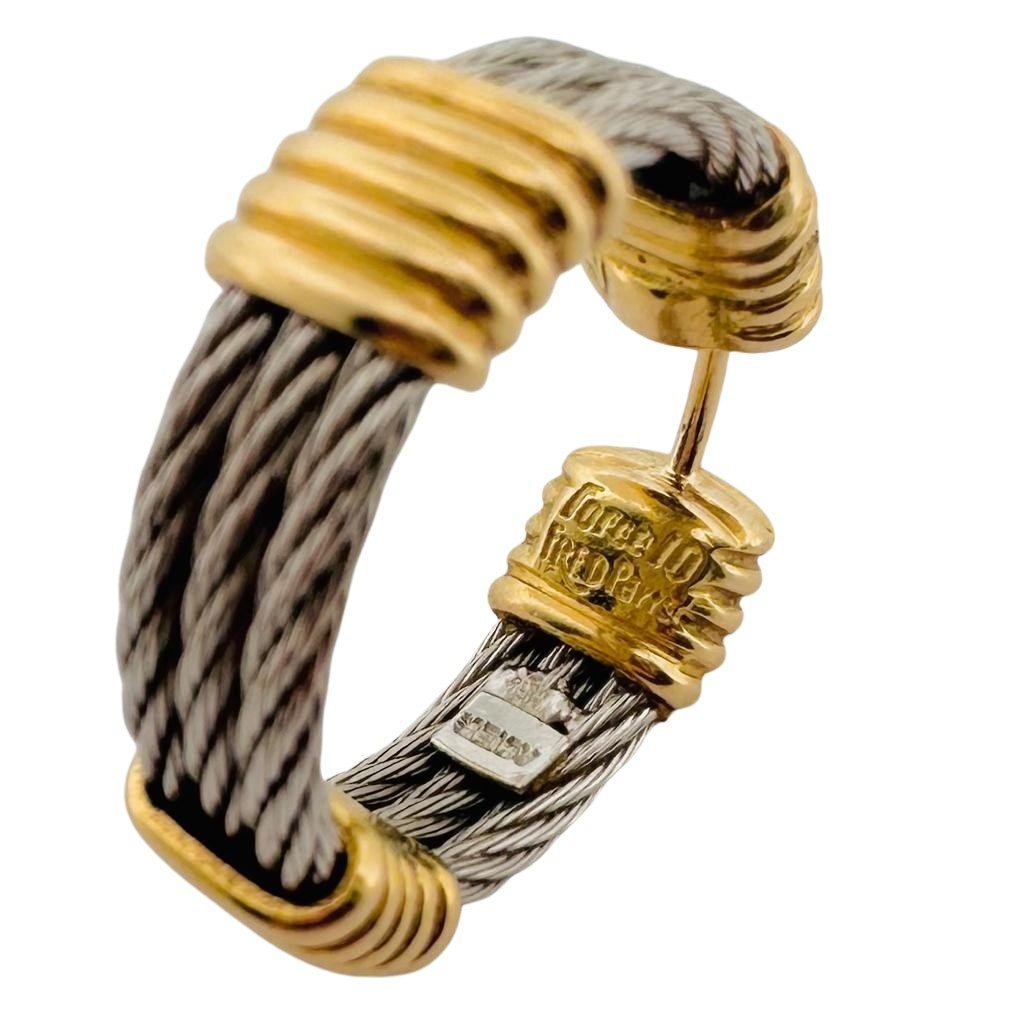 Boucles d'oreilles FRED "Force 10" en or jaune et acier - Castafiore