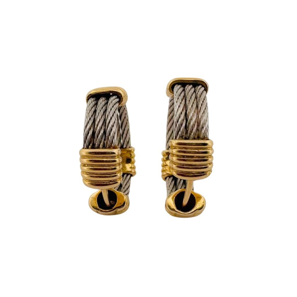 Boucles d'oreilles FRED "Force 10" en or jaune et acier - Castafiore