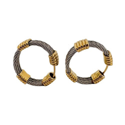 Boucles d'oreilles FRED "Force 10" en or jaune et acier - Castafiore