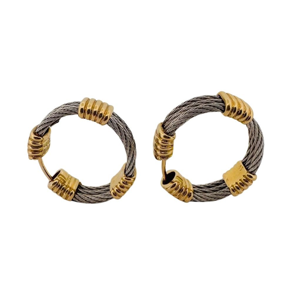 Boucles d'oreilles FRED "Force 10" en or jaune et acier - Castafiore