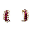 Boucles d'oreilles Fred, or jaune, diamants et rubis. - Castafiore