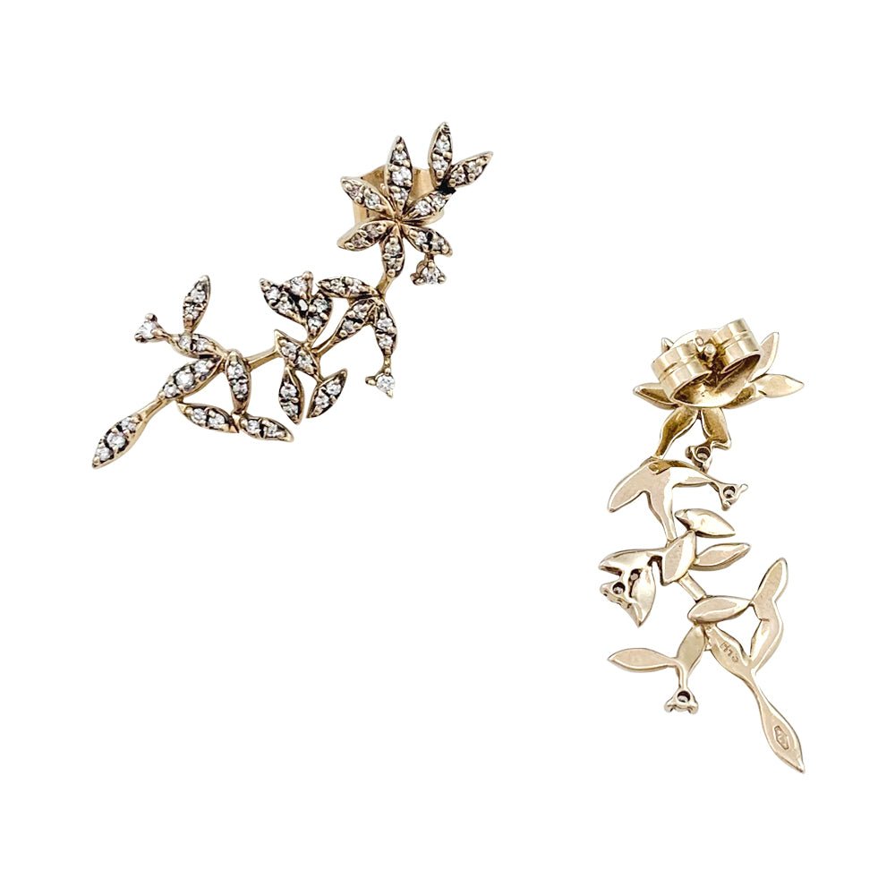 Boucles d'oreilles H.Stern, "Nature", or, diamants. - Castafiore
