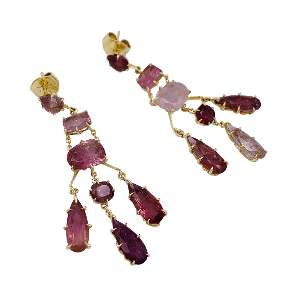 Boucles d'oreilles H.Stern,"Primavera", or jaune, tourmalines roses - Castafiore