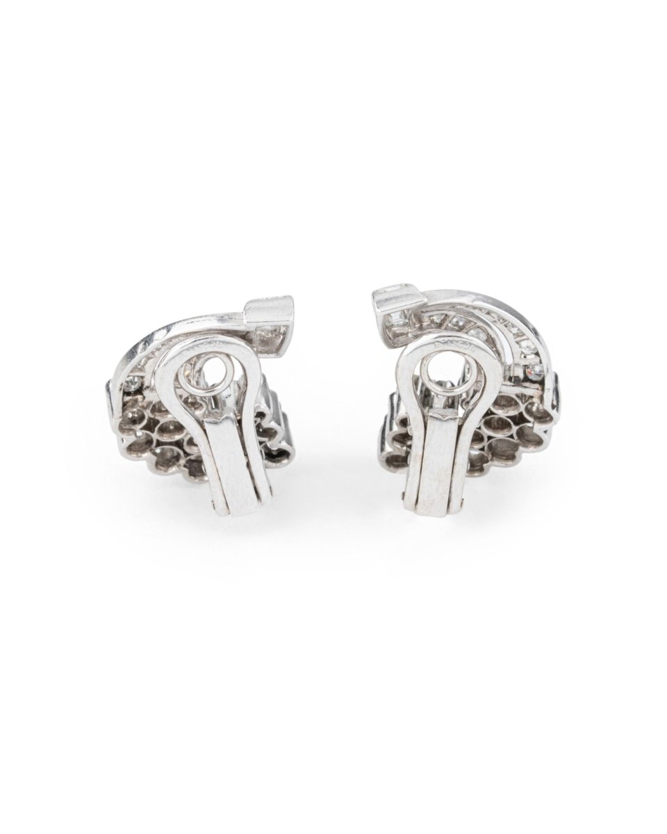 Boucles d'oreilles Lune en platine et diamants - Castafiore