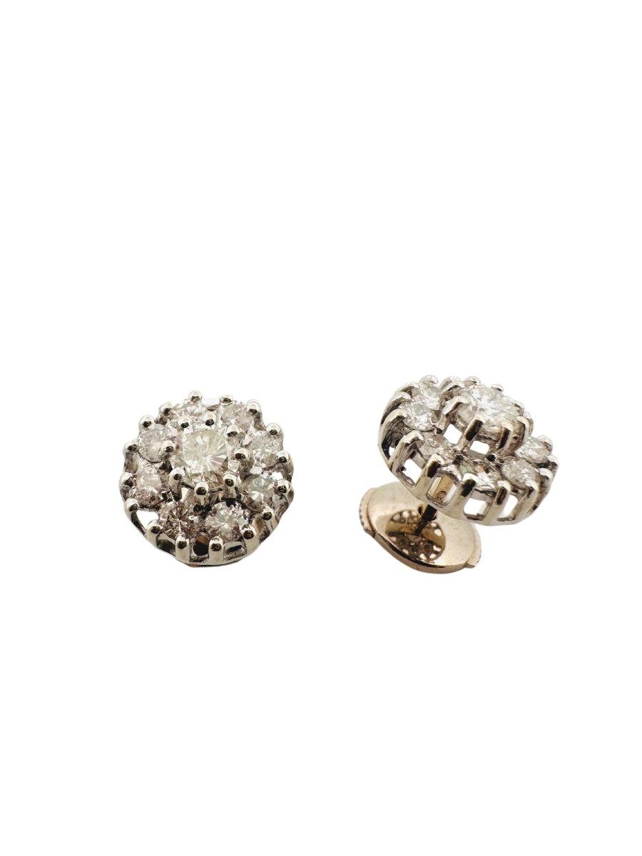 Boucles d'oreilles "Marguerite" en or blanc et diamants - Castafiore