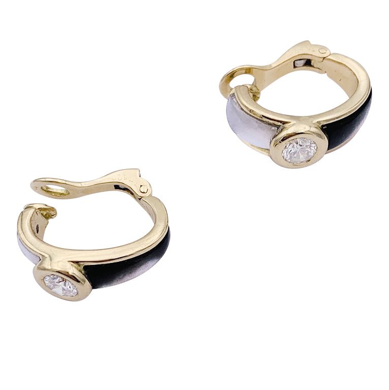 Boucles d'oreilles MAUBOUSSIN "Nadia" en or jaune, diamants et nacre - Castafiore