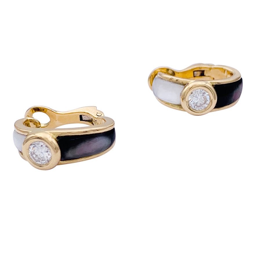 Boucles d'oreilles MAUBOUSSIN "Nadia" en or jaune, diamants et nacre - Castafiore