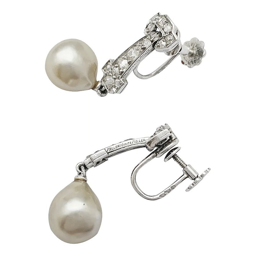 Boucles d'oreilles Mellerio dits Meller en or, platine, diamants et perles - Castafiore