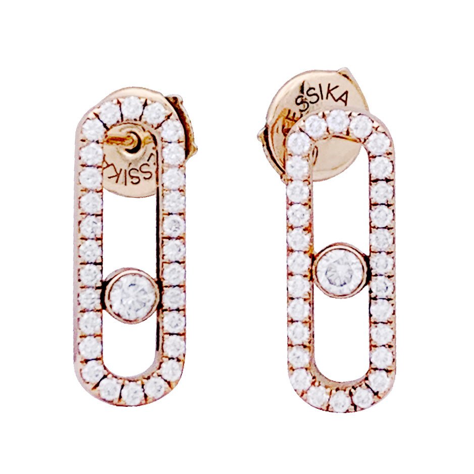 Boucles d'oreilles Messika "Move Uno Pavées", or rose, diamants. - Castafiore