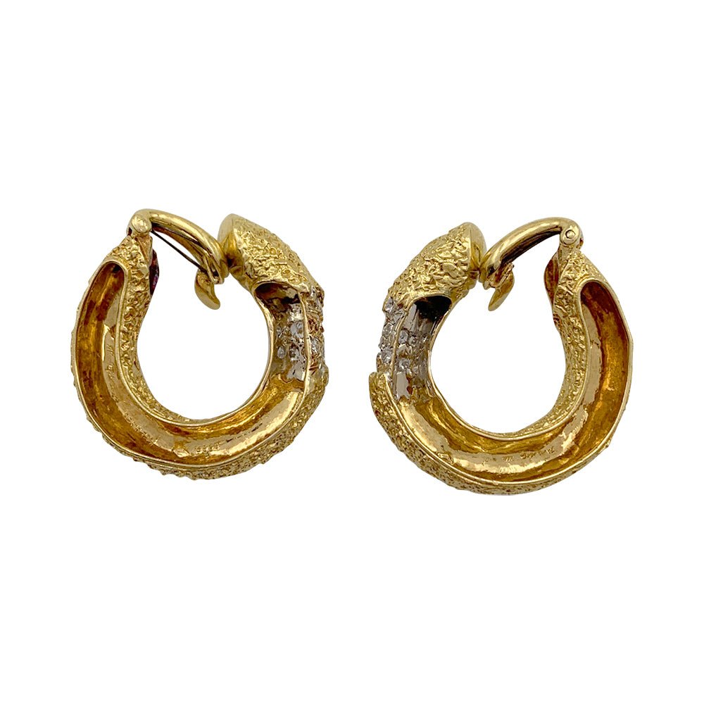Boucles d'oreilles M.Gérard en or jaune et diamants - Castafiore