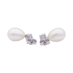 Boucles d'oreilles or blanc, diamants et perles - Castafiore