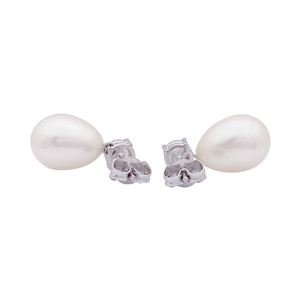 Boucles d'oreilles or blanc, diamants et perles - Castafiore