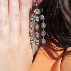 Boucles d'oreilles or gris aigue marine et diamants - Castafiore