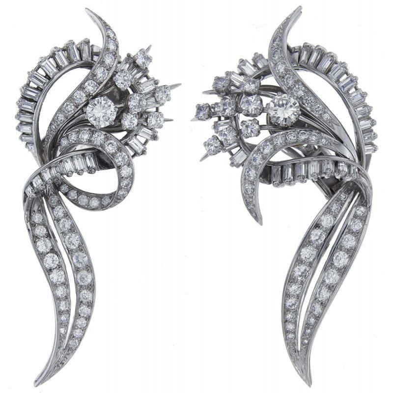 Boucles d'oreilles or gris diamants - Castafiore