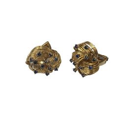Boucles d'oreilles Or jaune 18k Saphirs - Castafiore