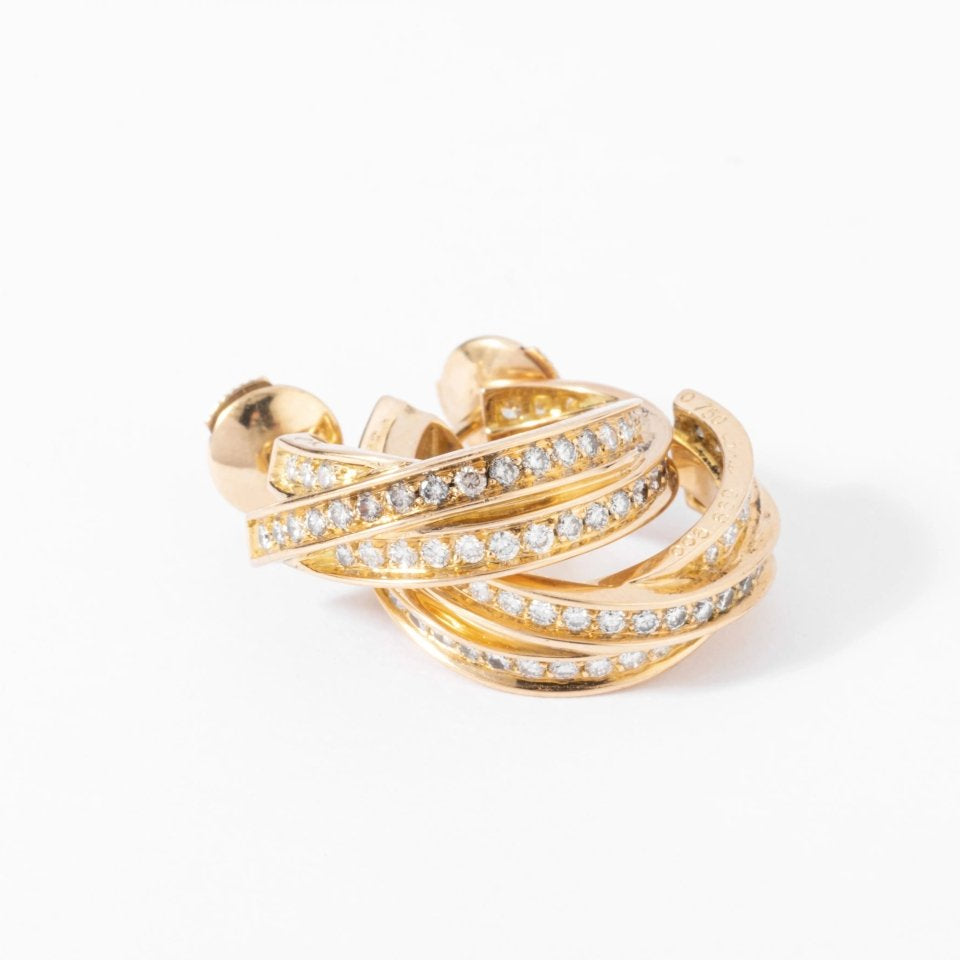 Boucles d'oreilles or jaune et diamant de la maison Cartier modèle Trinity - Castafiore