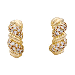 Boucles d'oreilles or jaune et diamants. - Castafiore