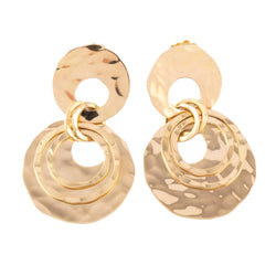 Boucles d'oreilles or jaune martelé - Castafiore