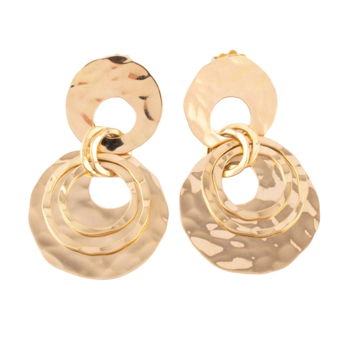 Boucles d'oreilles or jaune martelé - Castafiore