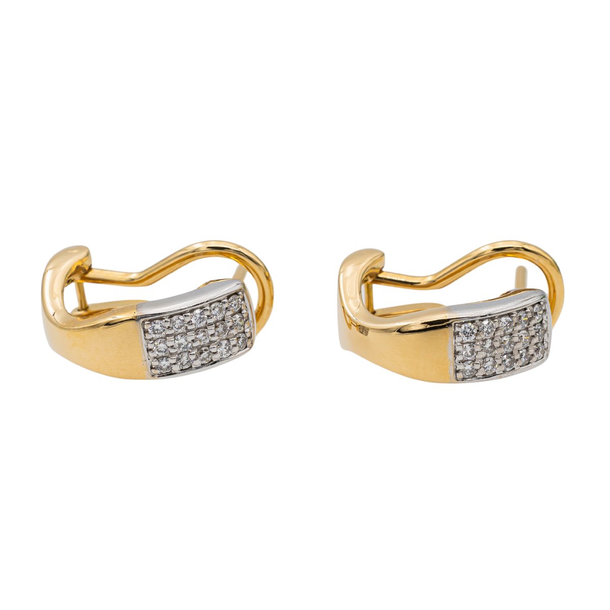 Boucles d'oreilles or jaune, or blanc et diamant - Castafiore