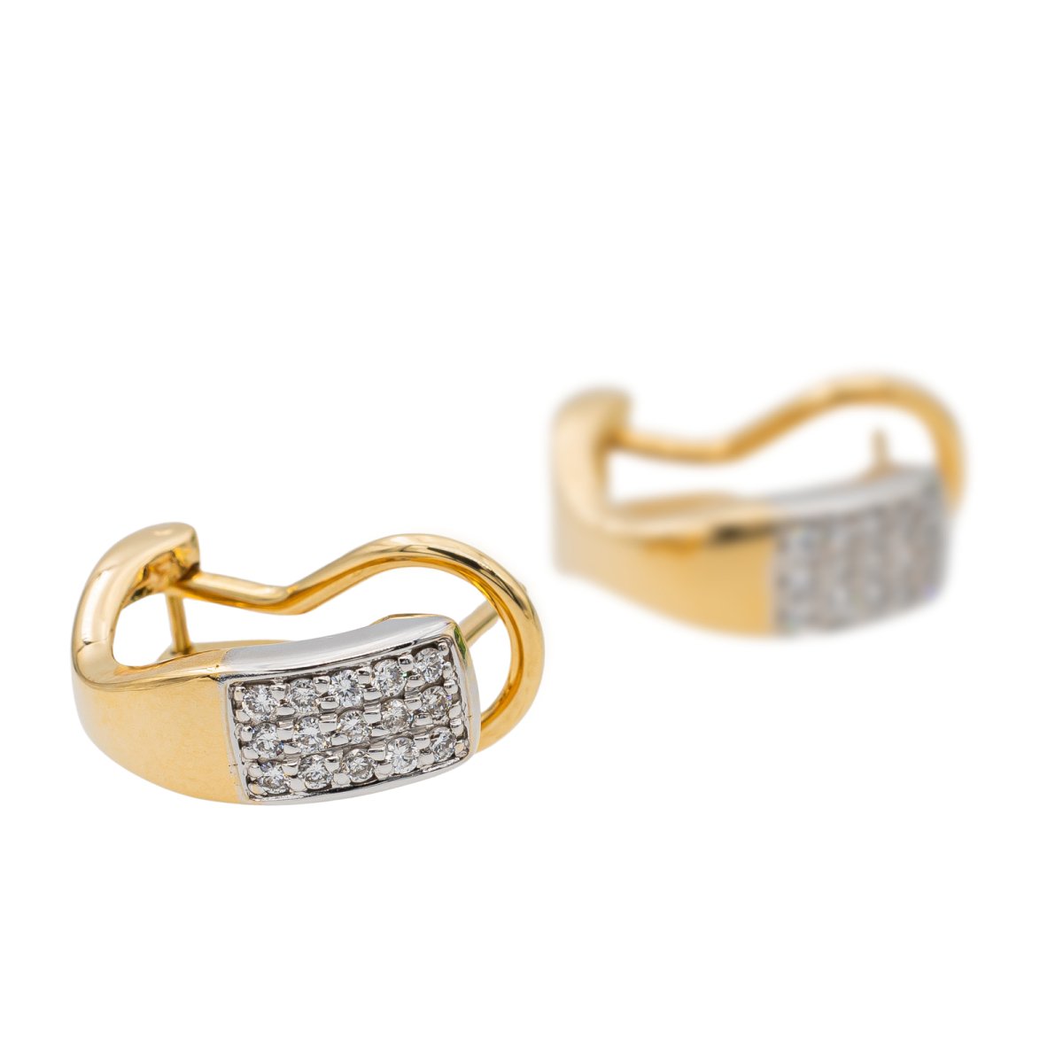Boucles d'oreilles or jaune, or blanc et diamant - Castafiore