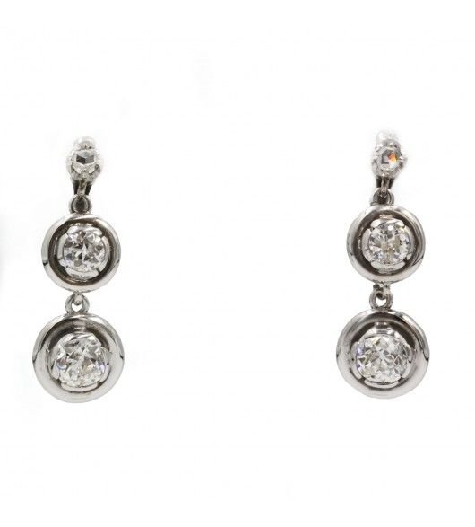 Boucles D'Oreilles - Or. Platine Et Diamants - Castafiore
