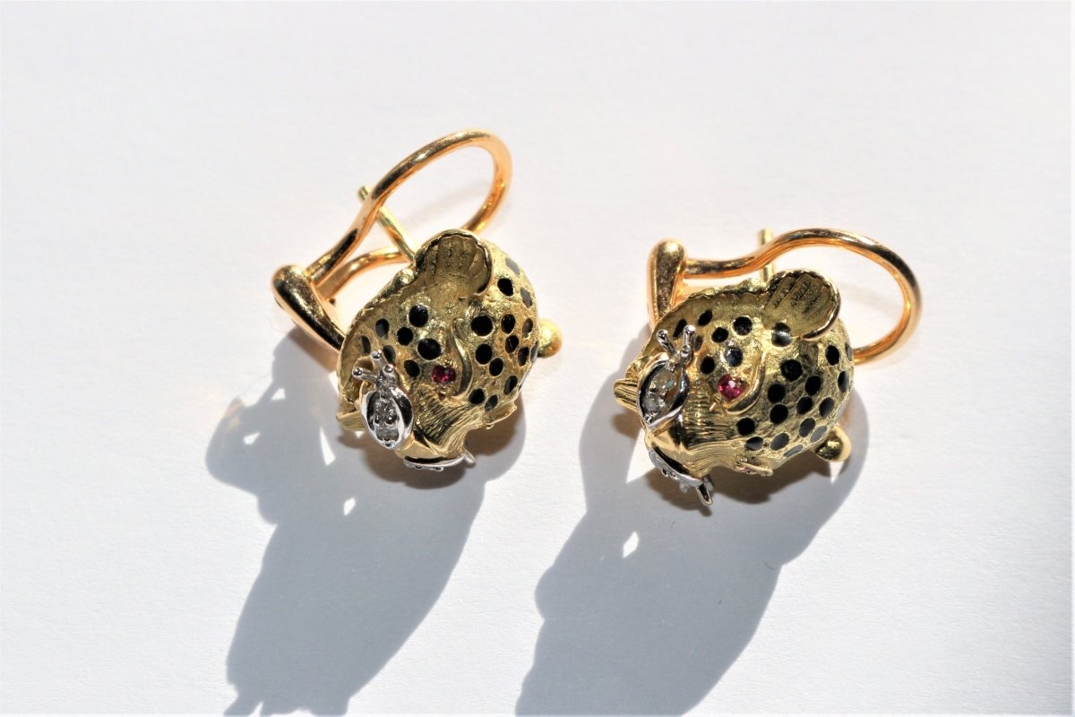 Boucles d'oreilles panthères - Castafiore