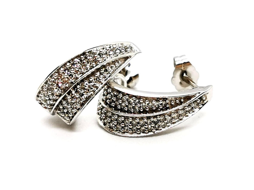 Boucles d'oreilles Pavée diamants en or blanc - Castafiore
