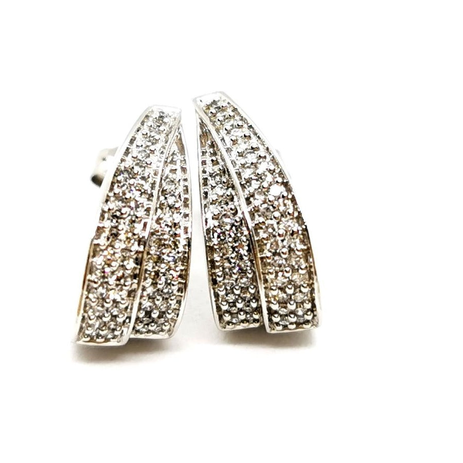 Boucles d'oreilles Pavée diamants en or blanc - Castafiore