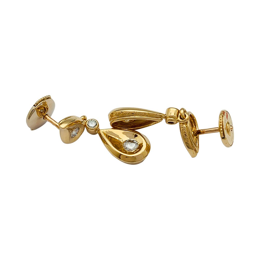 Boucles d'oreilles Pendantes CARTIER en or jaune et diamants - Castafiore