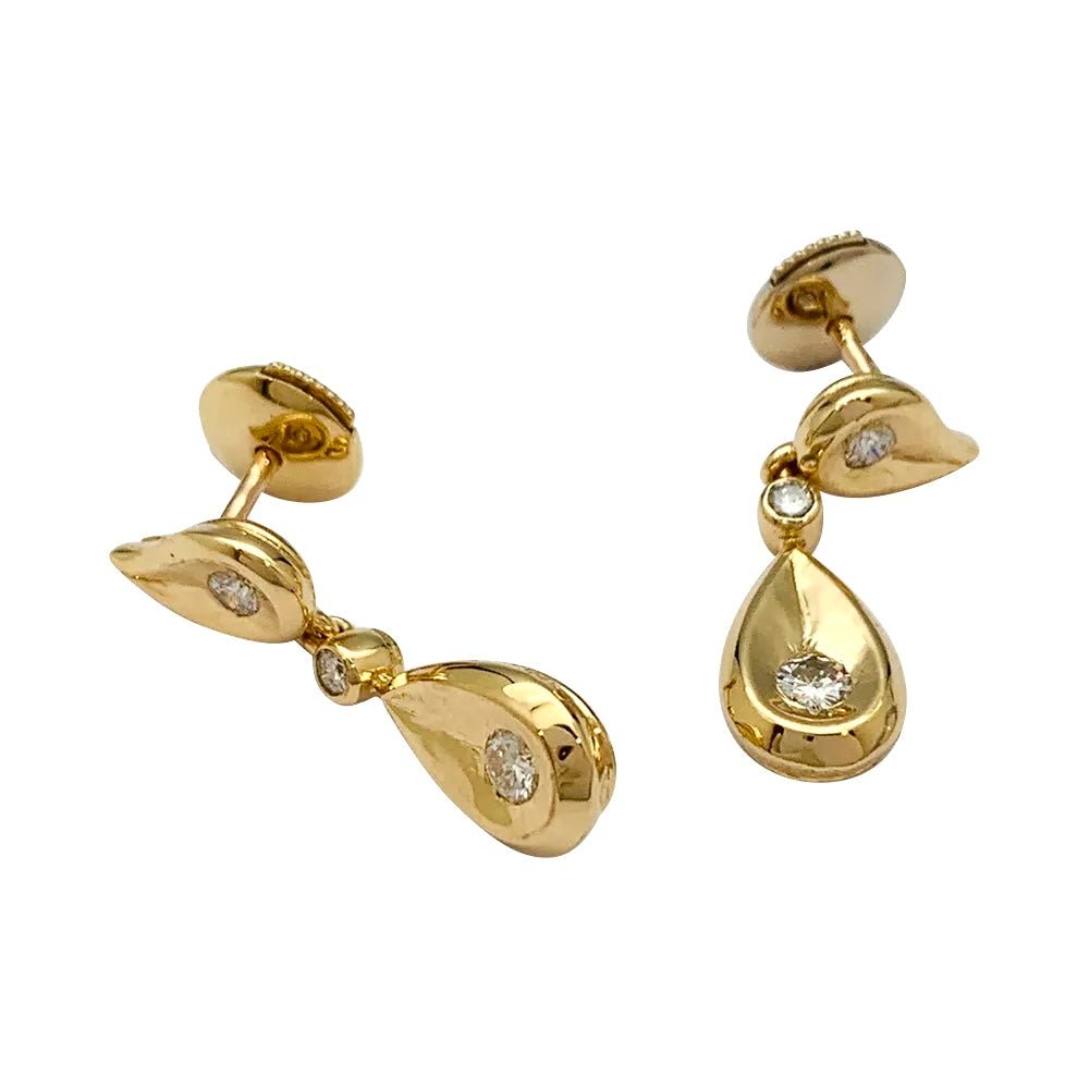 Boucles d'oreilles Pendantes CARTIER en or jaune et diamants - Castafiore