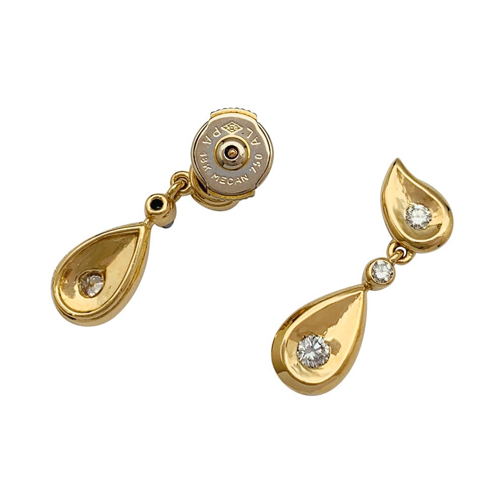 Boucles d'oreilles Pendantes CARTIER en or jaune et diamants - Castafiore