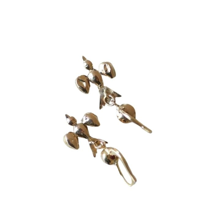 Boucles d'oreilles Pendantes Colombes en or rose et grenats - Castafiore