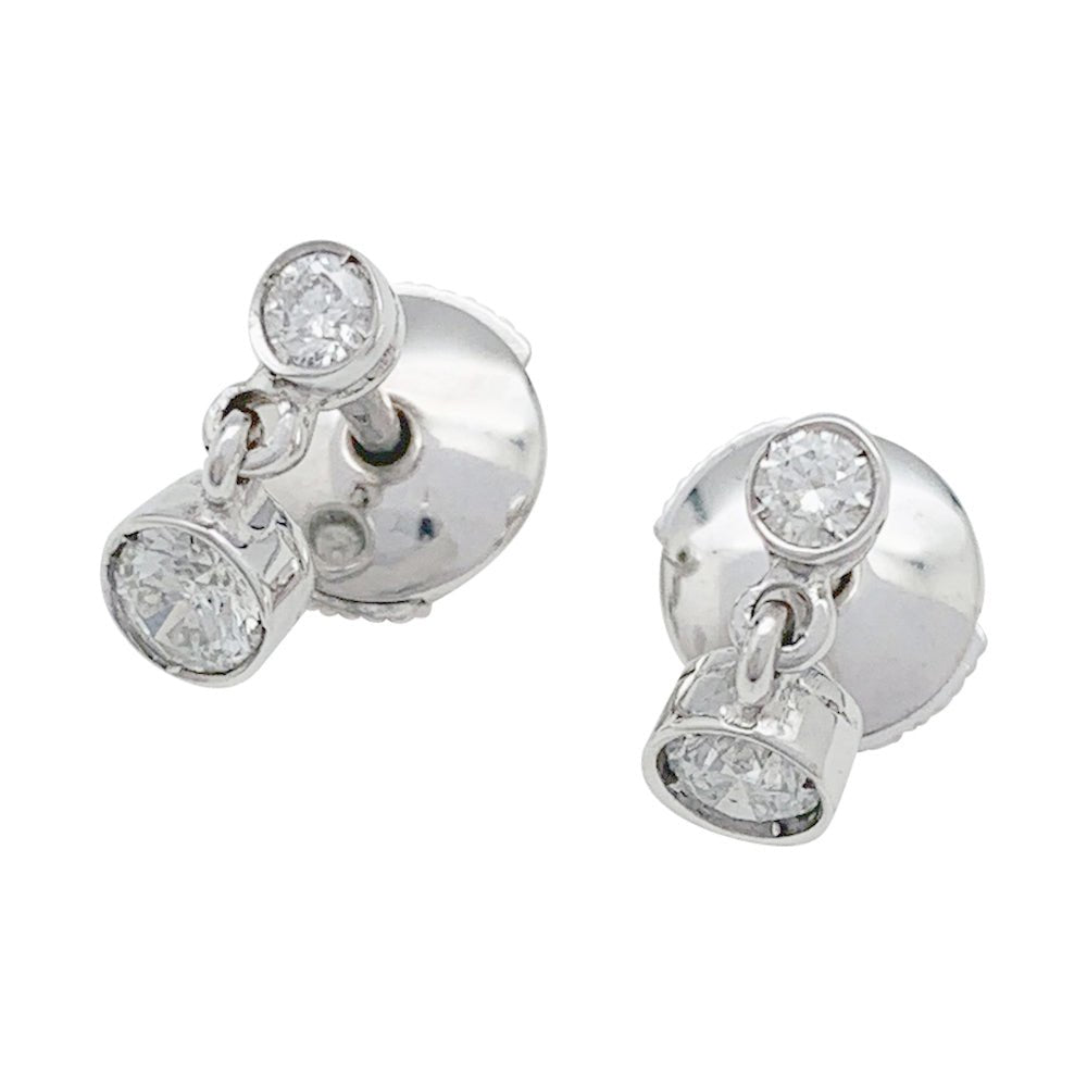 Boucles d'oreilles pendantes en or blanc et diamants - Castafiore