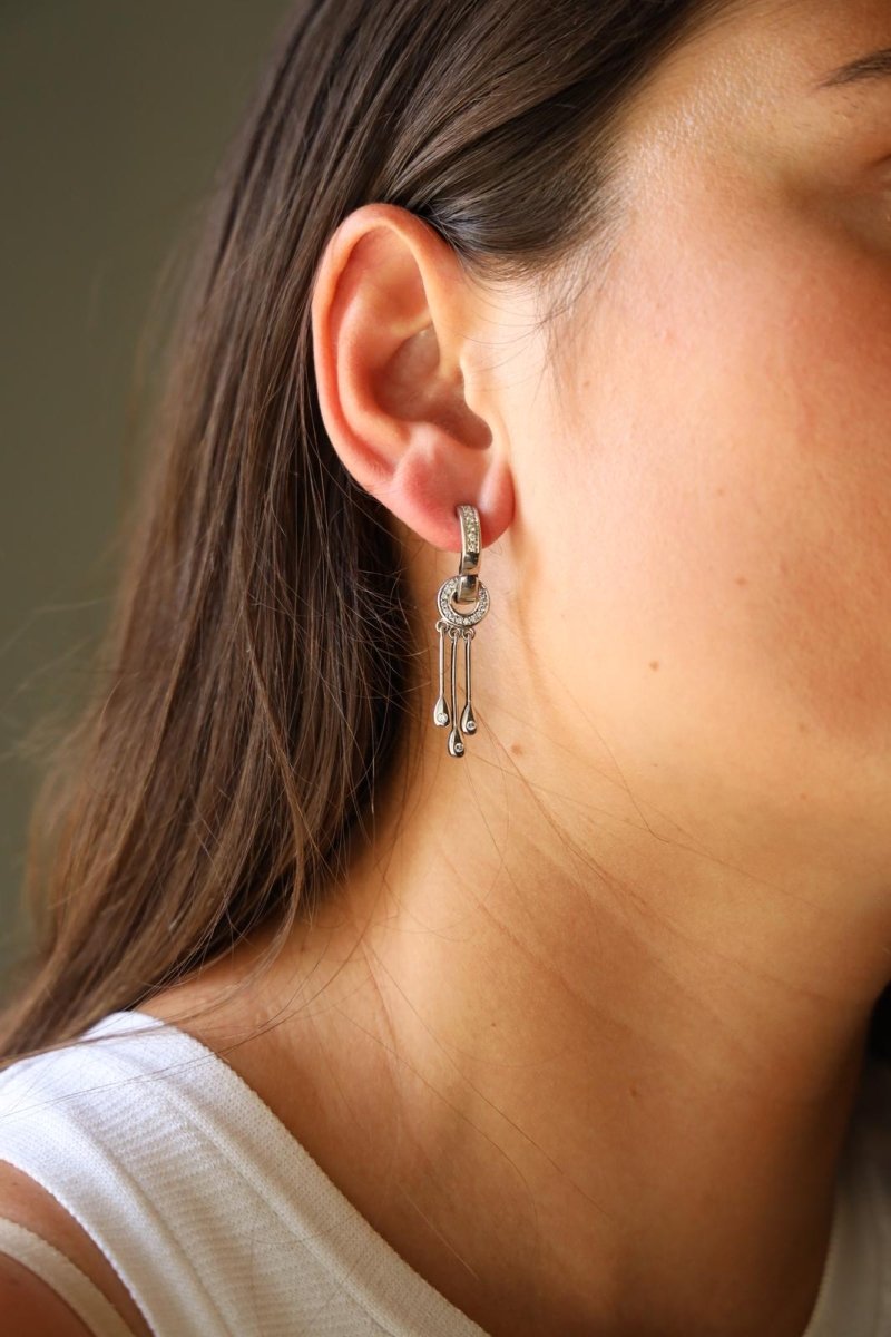 Boucles d'oreilles Pendantes en or blanc et diamants - Castafiore