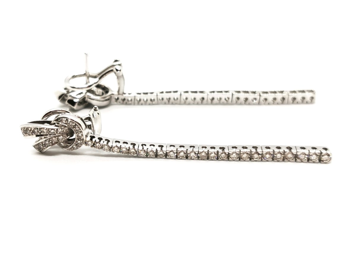 Boucles d'oreilles Pendantes en or blanc pavées diamants - Castafiore