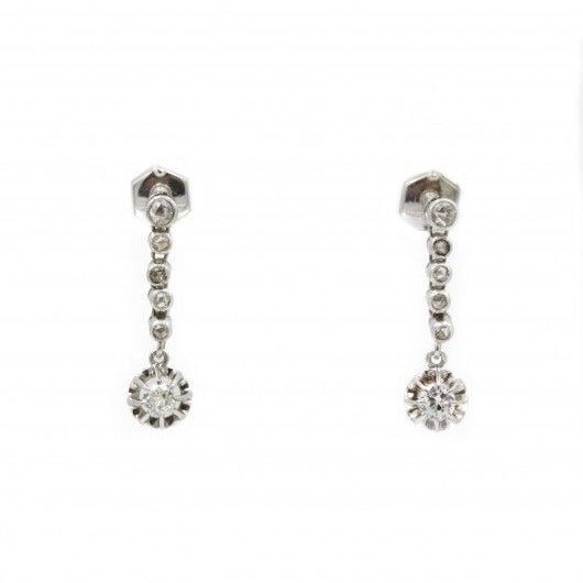 Boucles d'oreilles Pendantes en or blanc, platine et diamants - Castafiore