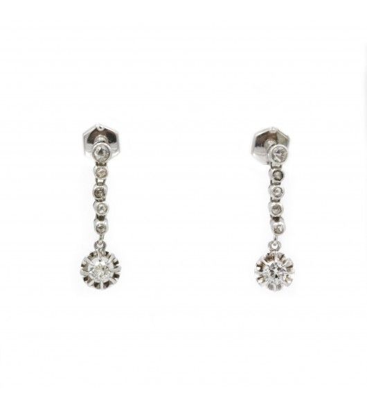 Boucles d'oreilles Pendantes en or blanc, platine et diamants - Castafiore