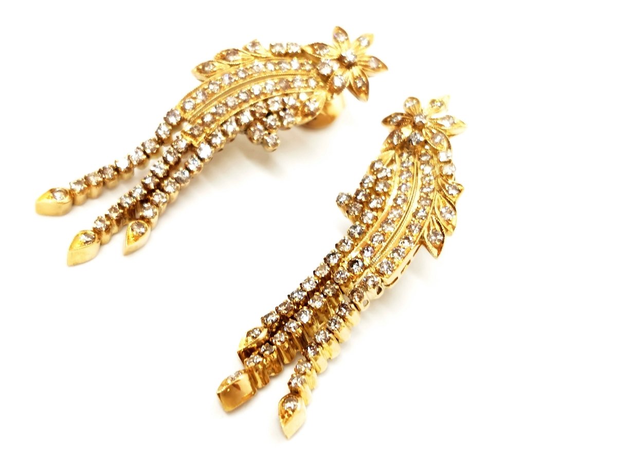 Boucles d'oreilles Pendantes étoile filante en or jaune et diamants - Castafiore