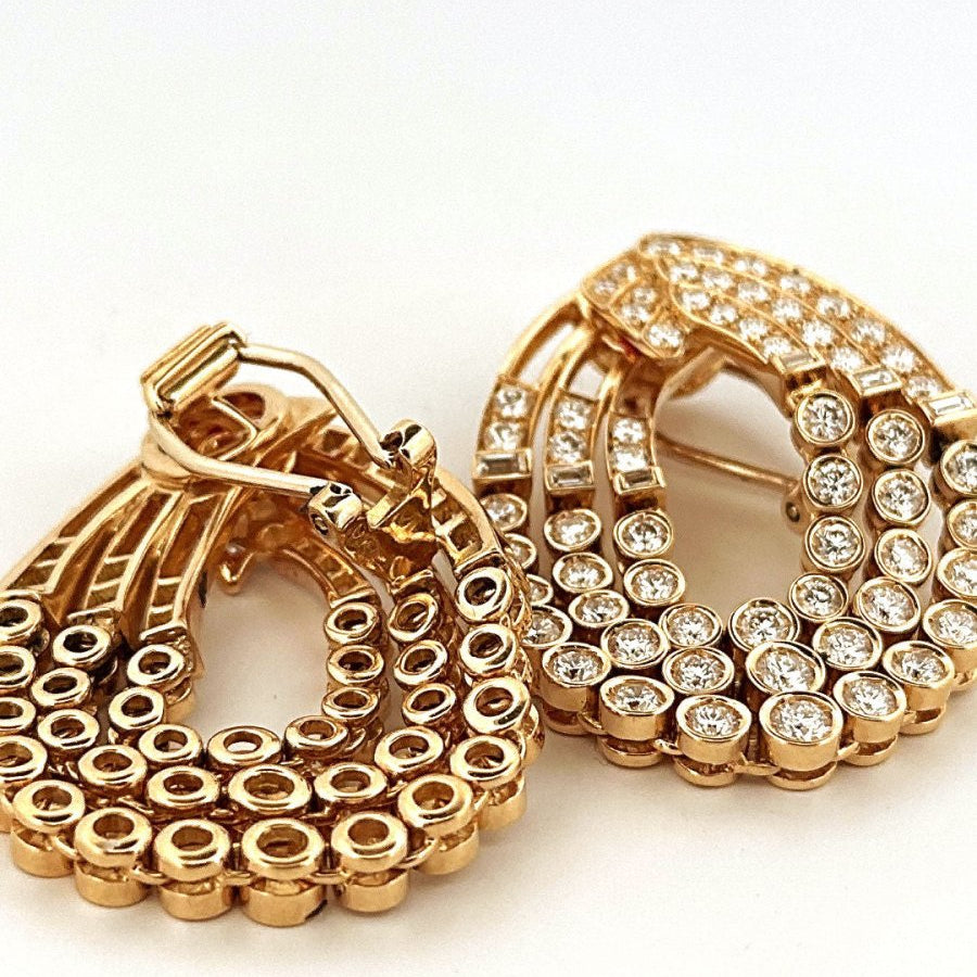 Boucles d'oreilles Pendants en or jaune et diamants - Castafiore