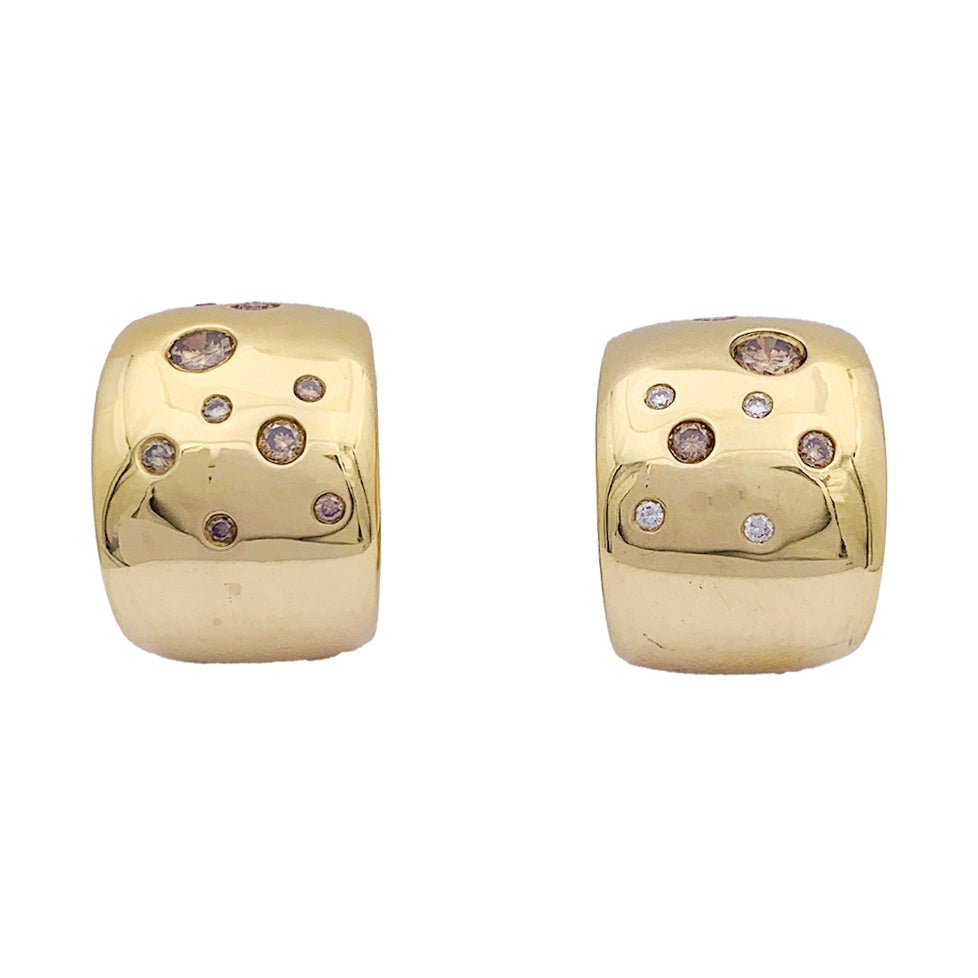 Boucles d'oreilles Poiray, or jaune, diamants bruns. - Castafiore