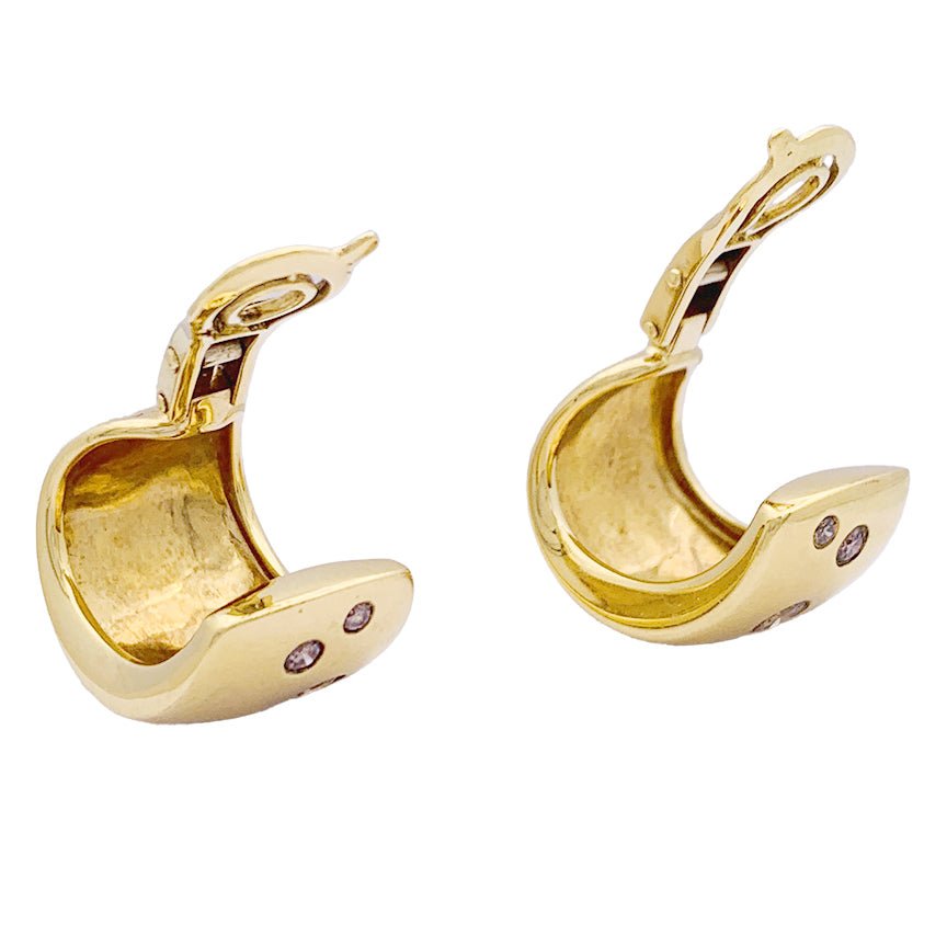 Boucles d'oreilles Poiray, or jaune, diamants bruns. - Castafiore