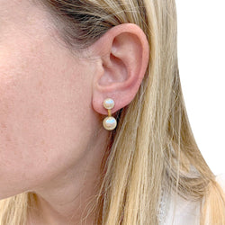 Boucles d'oreilles Poiray, "Roseau", or jaune, perles. - Castafiore