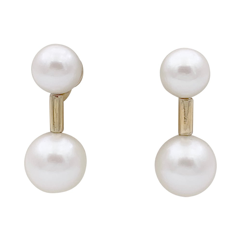 Boucles d'oreilles Poiray, "Roseau", or jaune, perles. - Castafiore