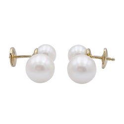 Boucles d'oreilles Poiray, "Roseau", or jaune, perles. - Castafiore